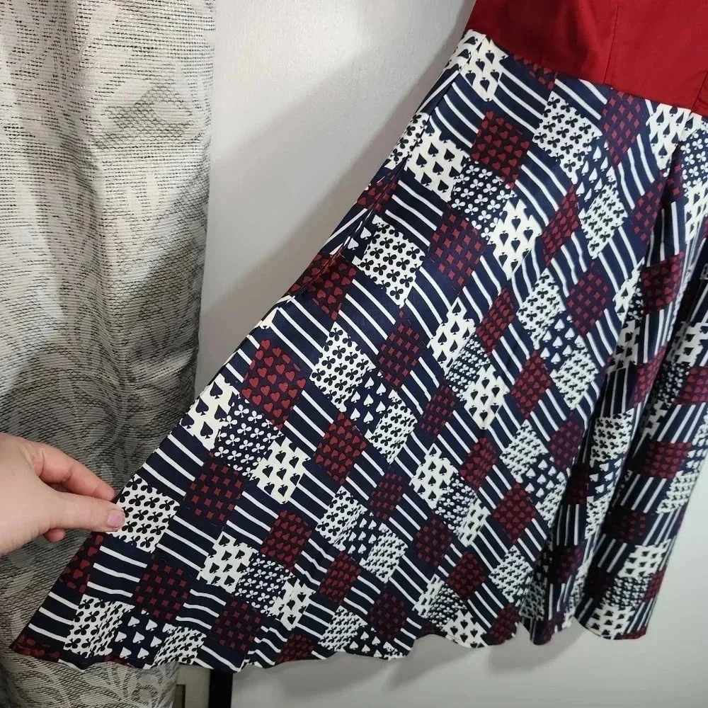 Vintage Style Sucrefas Dress Deck Of Cards Pin-up Red White Blue XXL 12 - Picture 10 of 12